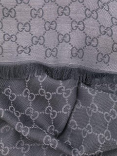 Gucci Dove Grey Monogram Print Scarf