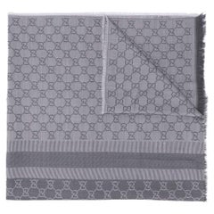 Gucci Dove Grey Monogram Print Scarf