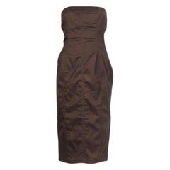 GUCCI drab olive rayon Strapless Bustier Cocktail Dress 44