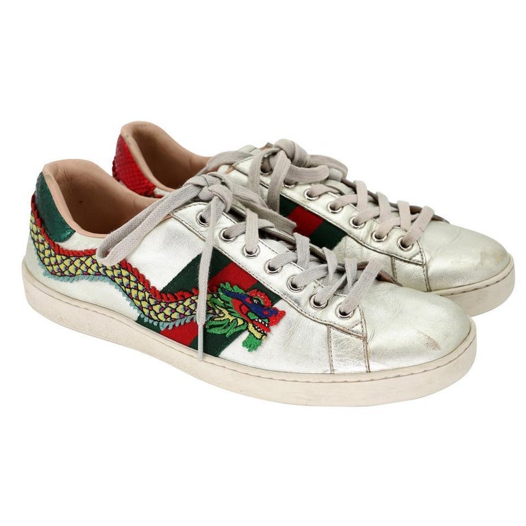 Gucci Dragon Ace Low GG 8.5 Embroidered Men's Sneakers GG-S0805P-0001 For  Sale at 1stDibs