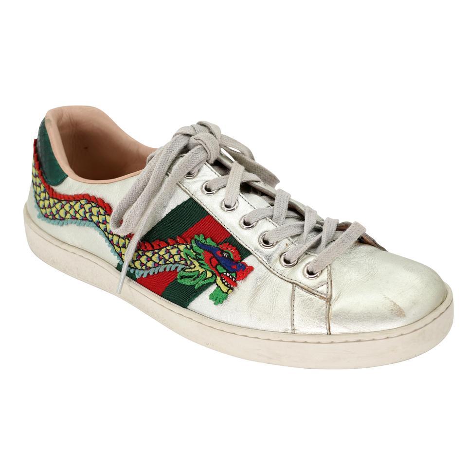 Gucci Dragon Ace Low GG 8.5 Embroidered Men's Sneakers GG-S0805P-0001 In Good Condition For Sale In Downey, CA