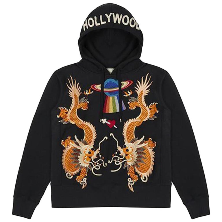 werk stad Hen Gucci Dragon-Appliquéd Cotton-Jersey Hoodie at 1stDibs | gucci hoodie  dragon, gucci hollywood hoodie