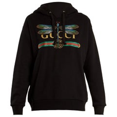 Gucci - Sweat-shirt à capuche en coton imprimé de libellules et de logos