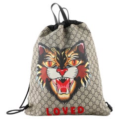 Gucci Drawstring Backpack Printed GG Coated Canvas Large
