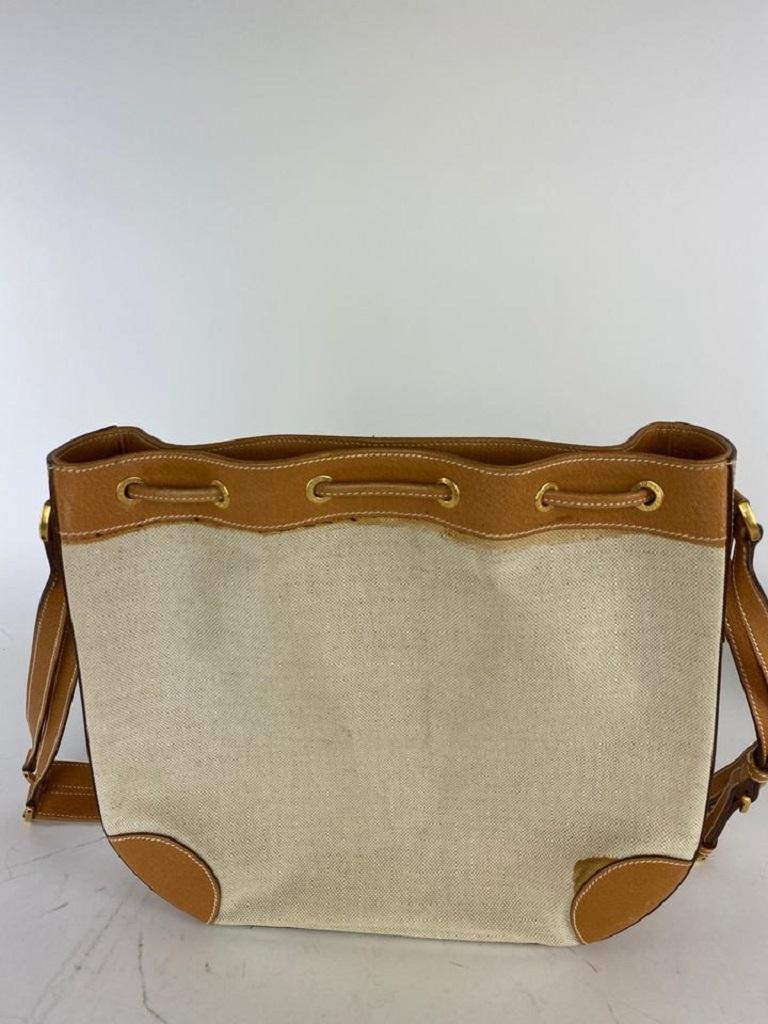 Gucci Drawstring Belt Strap 21ga62 Beige Canvas Shoulder Bag For Sale 1