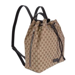 Gucci Drawstring Monogram Gg 3gj0111 Beige Canvas Backpack