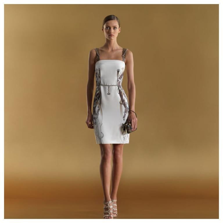 Gucci Kleid Cruise 2011 Sattlerei Print / Hochzeitskleid Kette Printed Silk im Angebot 7