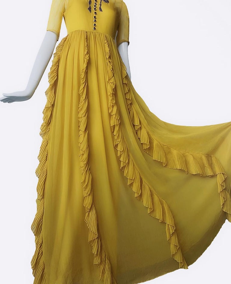 Gucci Dress Evening Gown Iconic 2016 Collection Silk Embellishment For Sale  at 1stDibs