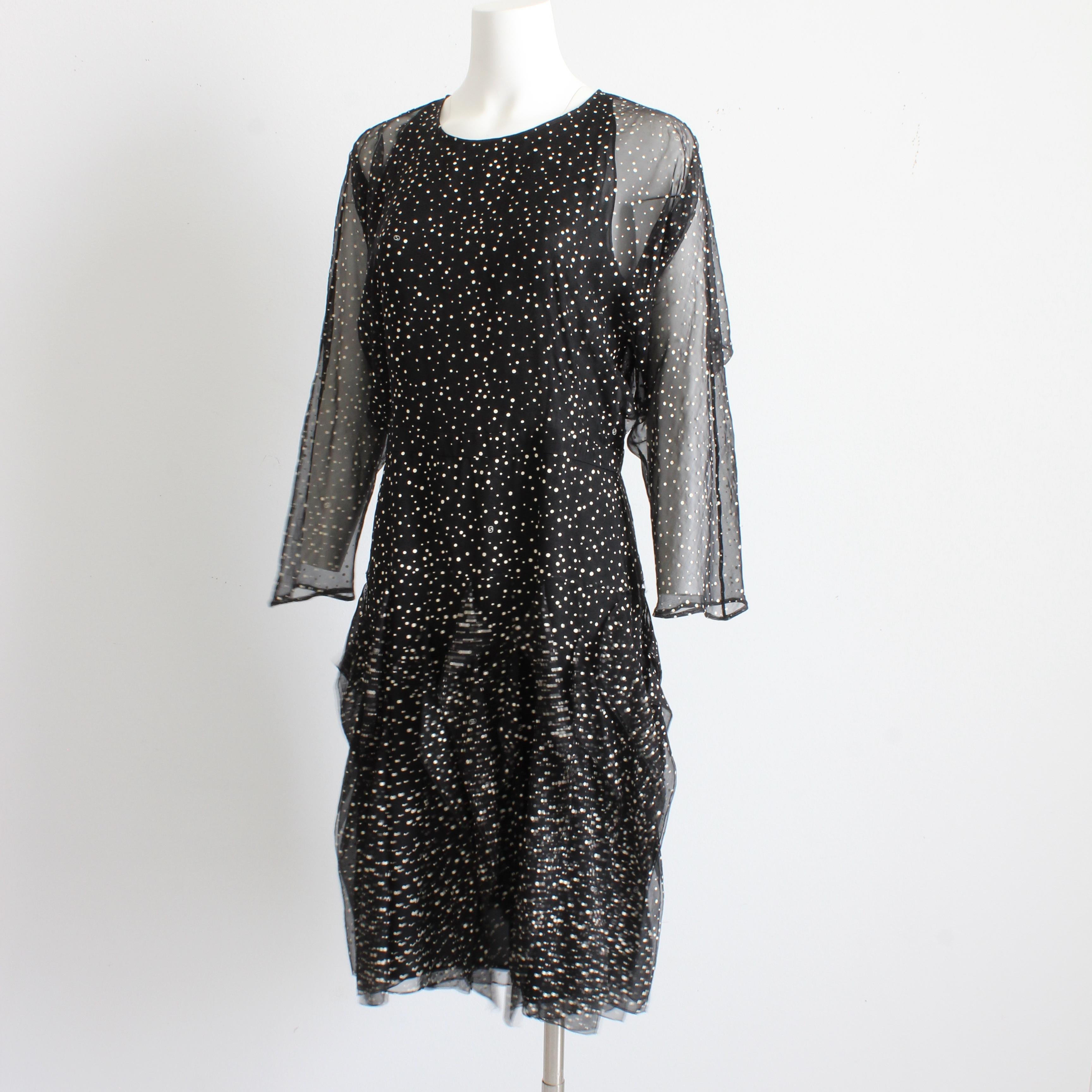 Gucci Dress F/W 2011 Runway Silk Polka Dot Chiffon GG Logo Flutter Skirt Sz 44 For Sale 5
