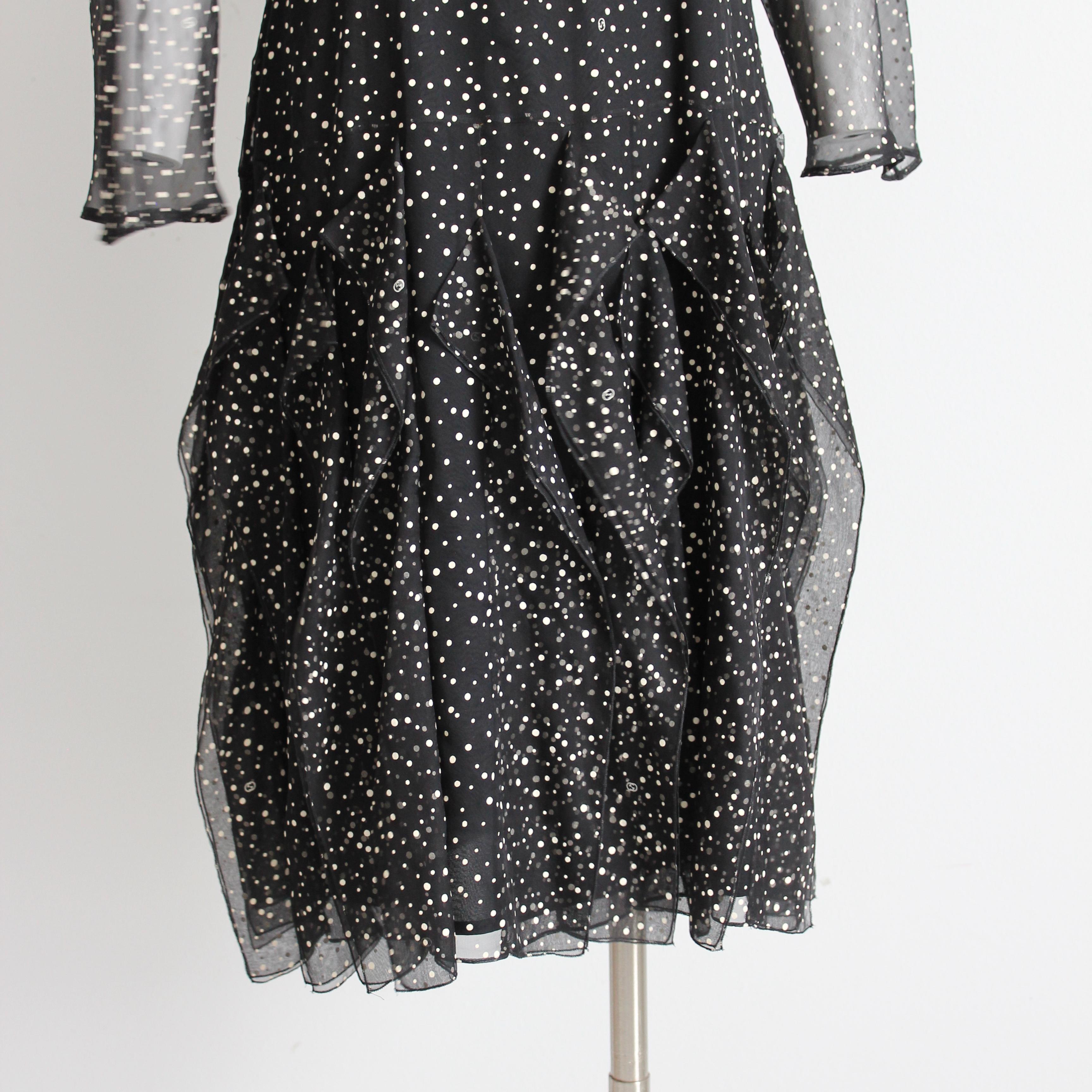 Gucci Dress F/W 2011 Runway Silk Polka Dot Chiffon GG Logo Flutter Skirt Sz 44 For Sale 6