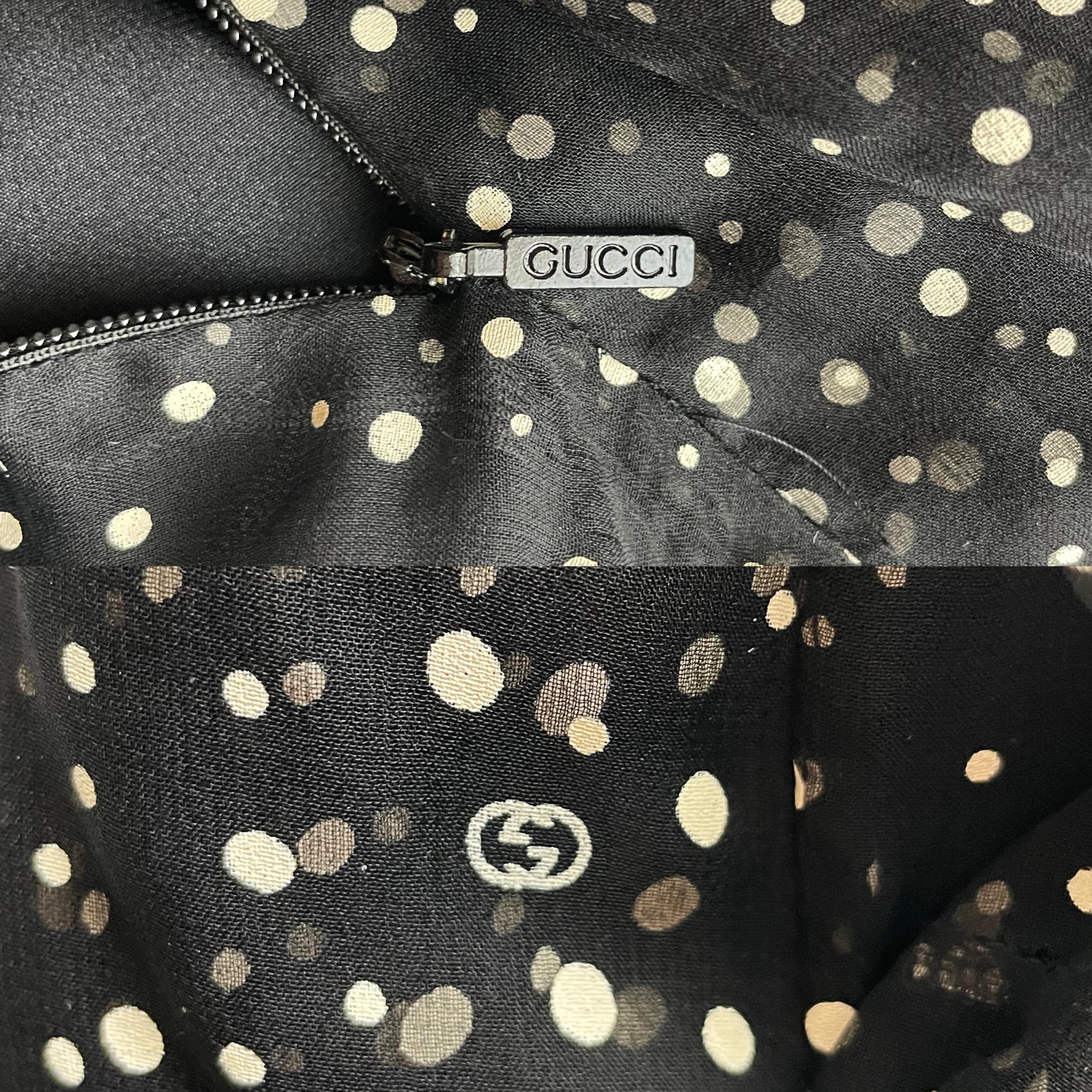 Gucci Dress F/W 2011 Runway Silk Polka Dot Chiffon GG Logo Flutter Skirt Sz 44 For Sale 7