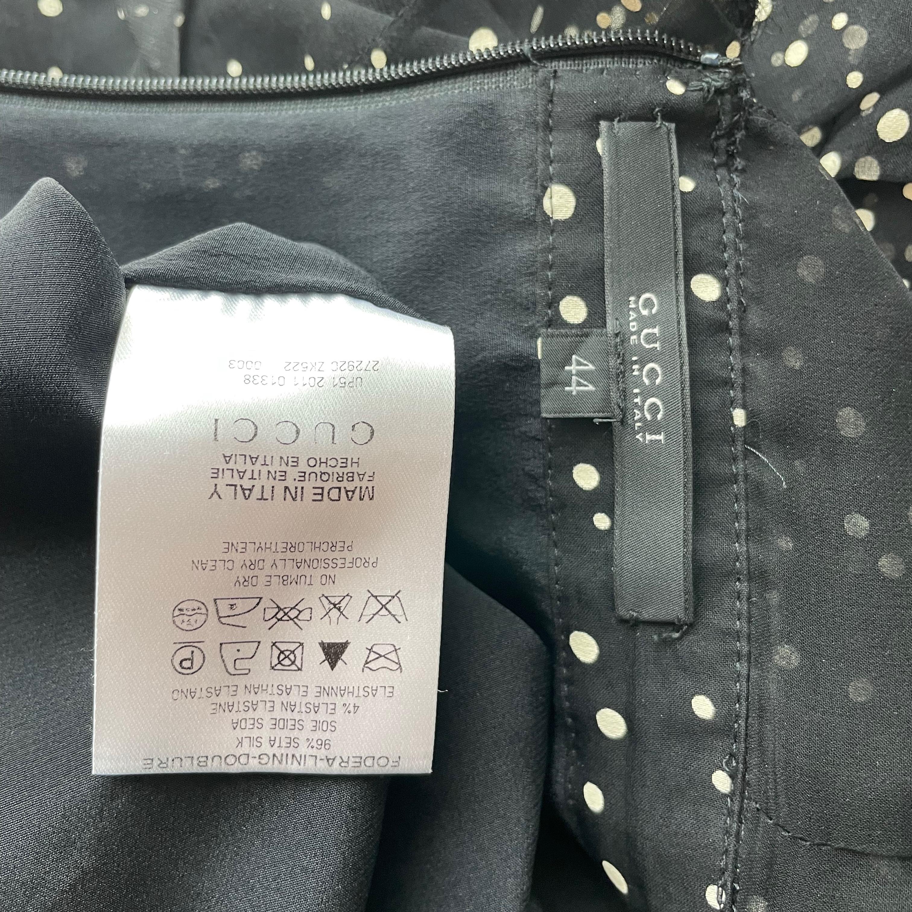 Gucci Dress F/W 2011 Runway Silk Polka Dot Chiffon GG Logo Flutter Skirt Sz 44 For Sale 8