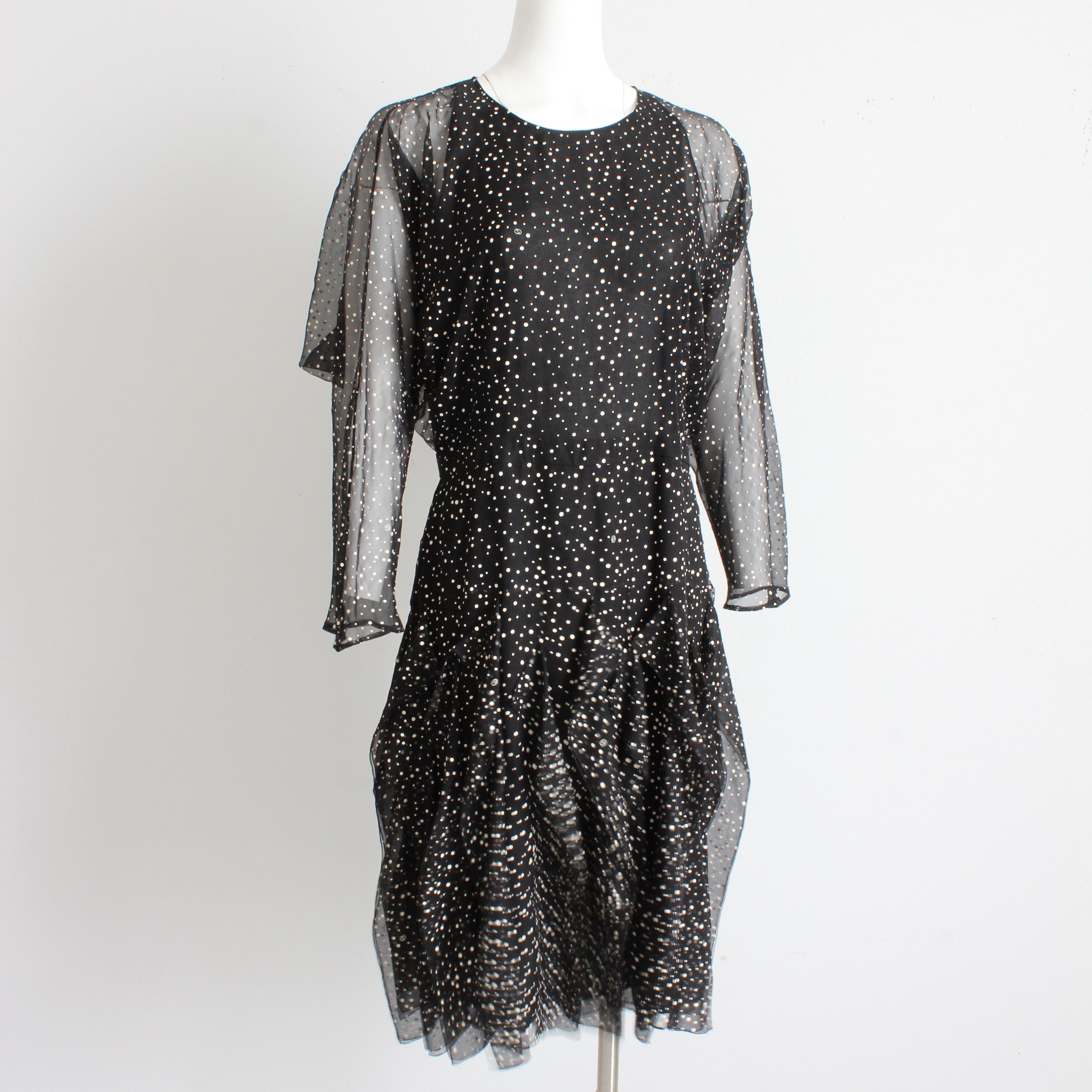 Gucci Dress F/W 2011 Runway Silk Polka Dot Chiffon GG Logo Flutter Skirt Sz 44 For Sale 1