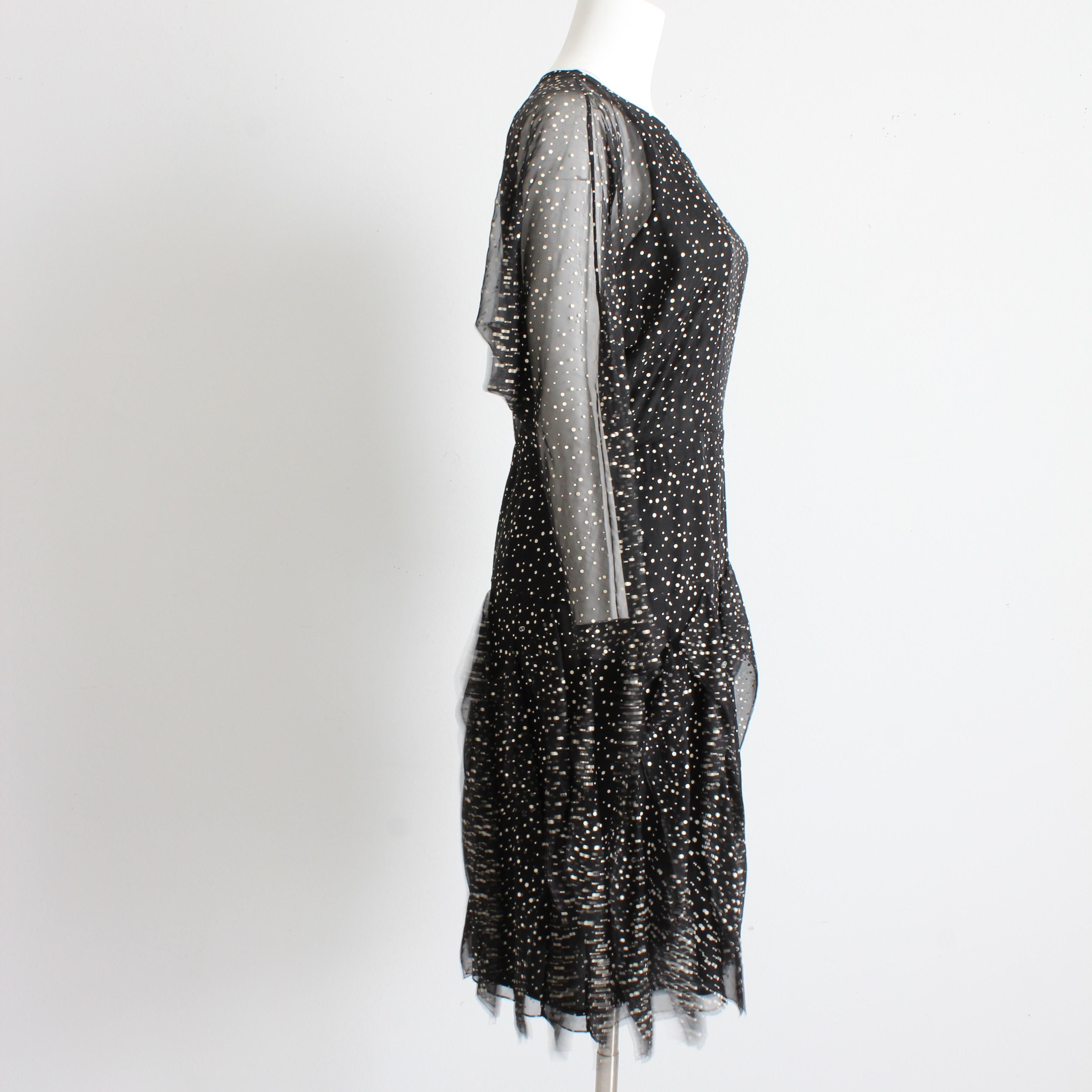 Gucci Dress F/W 2011 Runway Silk Polka Dot Chiffon GG Logo Flutter Skirt Sz 44 For Sale 2