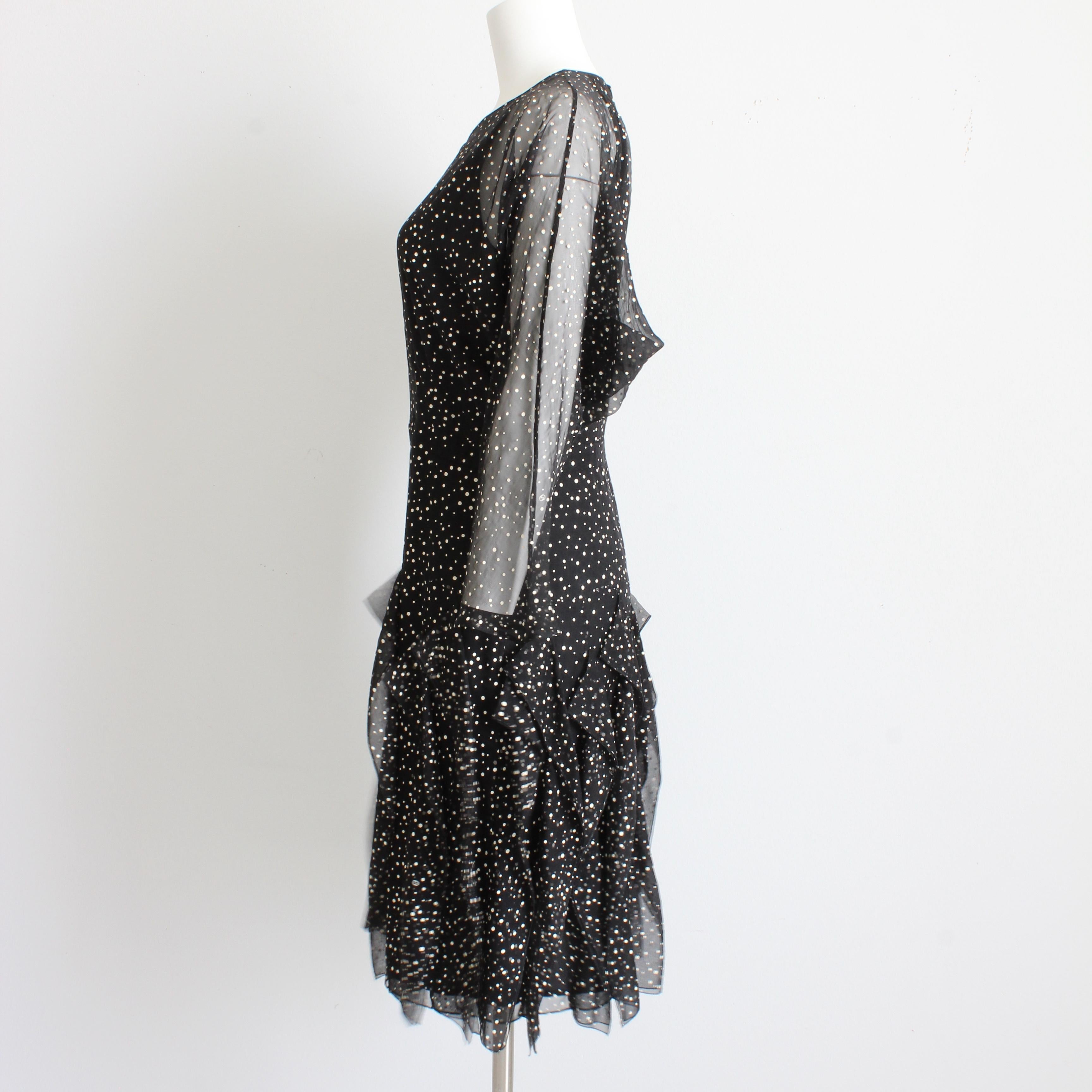 Gucci Dress F/W 2011 Runway Silk Polka Dot Chiffon GG Logo Flutter Skirt Sz 44 For Sale 4