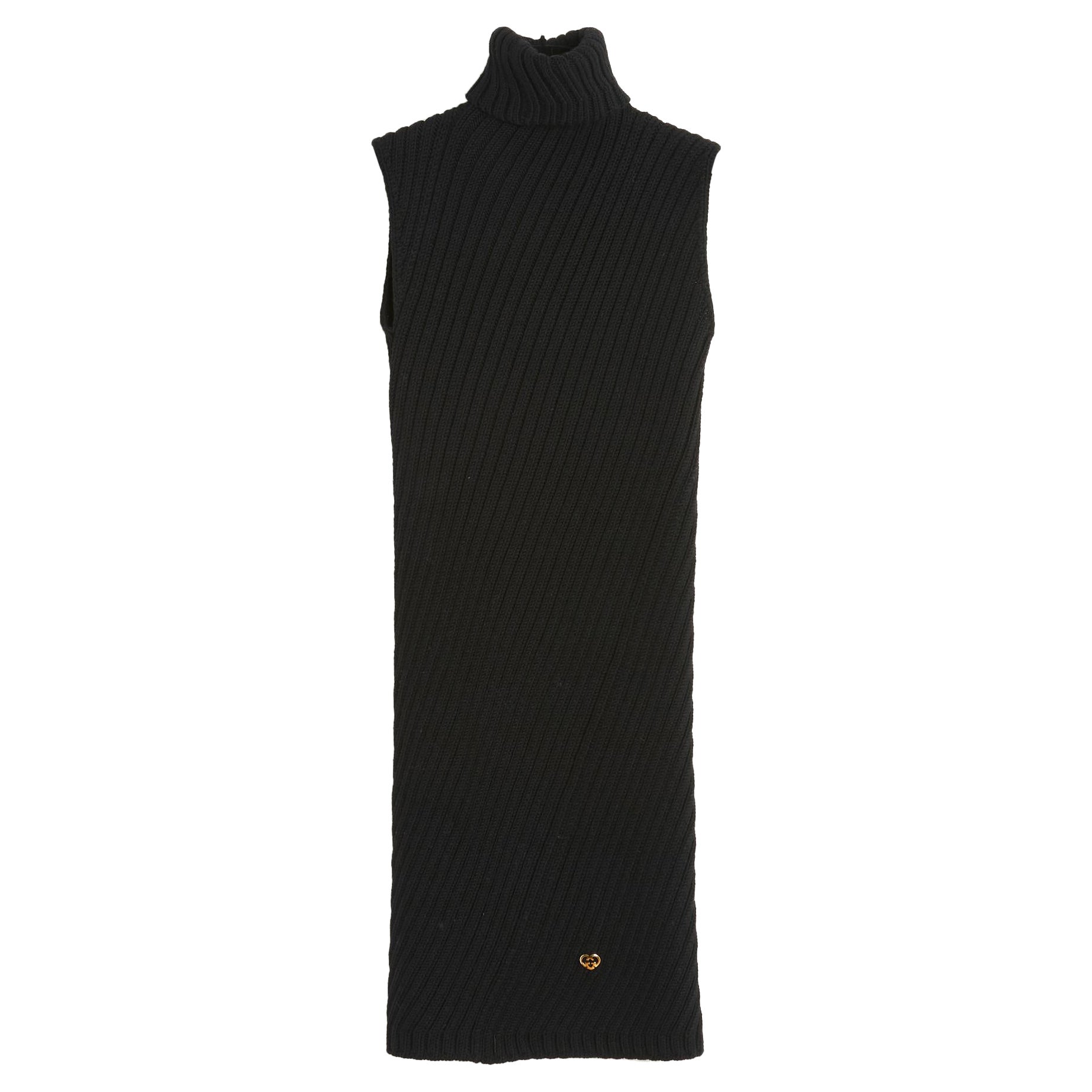 Gucci Vestido Mini Negro Punto Suave Maxi S en venta