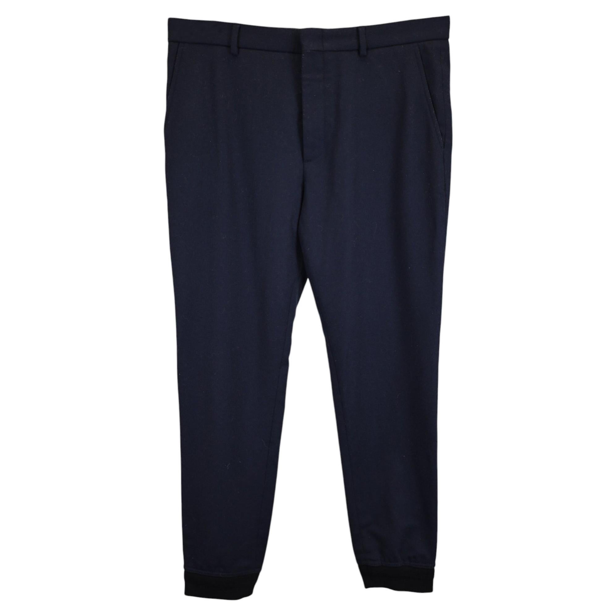 Gucci Dress Pants with Elastic Hem in Navy Blue Wool