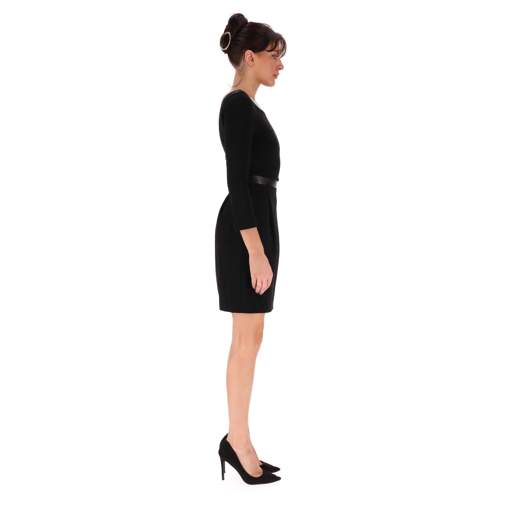 Black Gucci Dress With Leather Trim With Low V Neck Rear