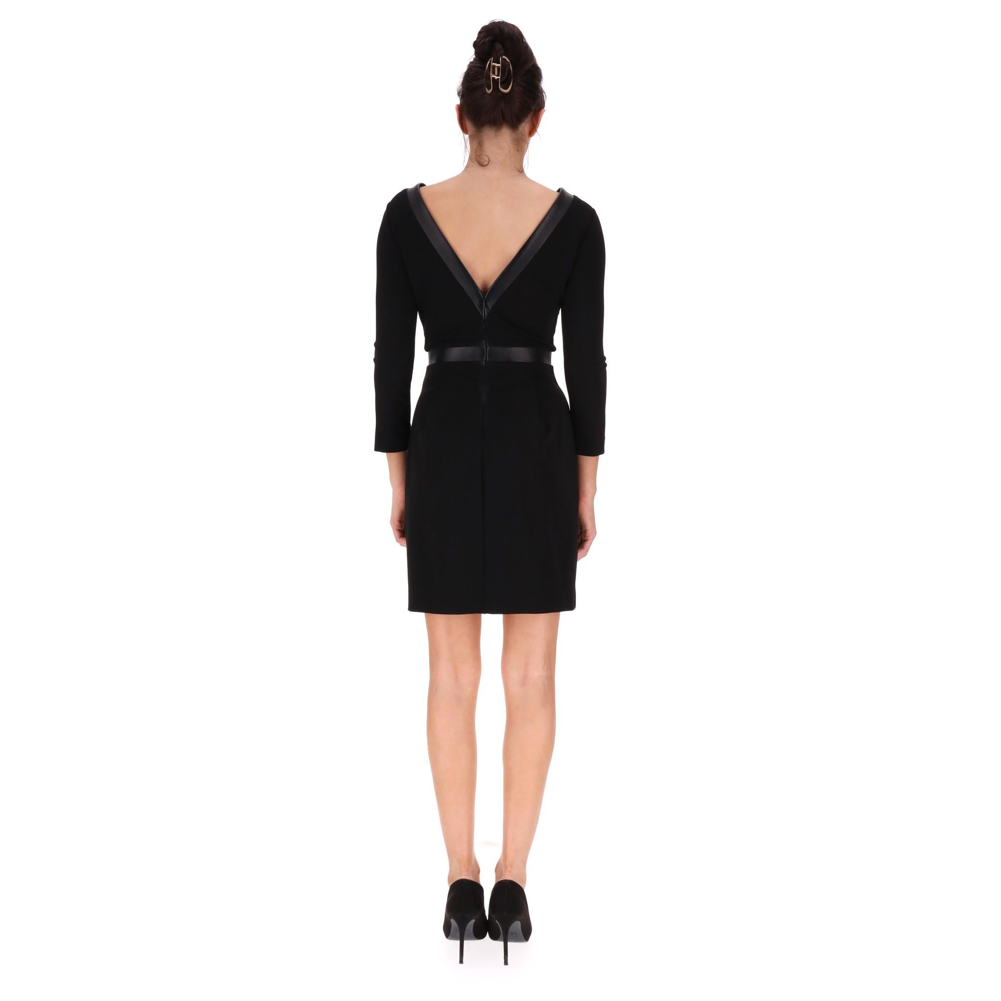 Gucci Dress With Leather Trim With Low V Neck Rear In Excellent Condition In London, GB