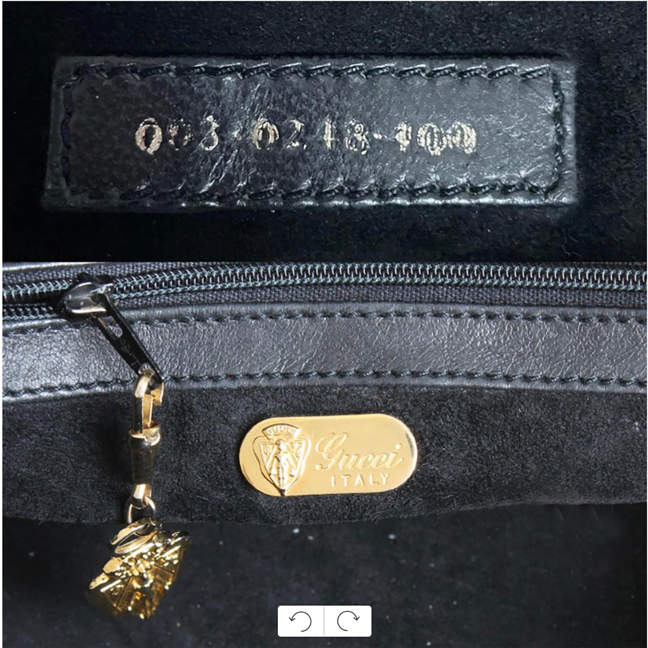 Gucci Duffle Bag Black Crocodile and Kid Leather Large Hobo Vintage 1984 + COA  For Sale 11