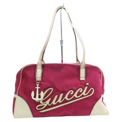 Gucci Duffle Boston Anchor Script Logo Cruise with Charm 871060 Pink Tote
