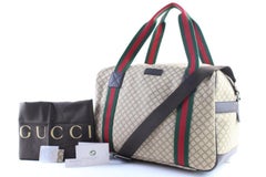 Gucci Duffle Diamante Web 15gr0503 Beige Coated Canvas Satchel