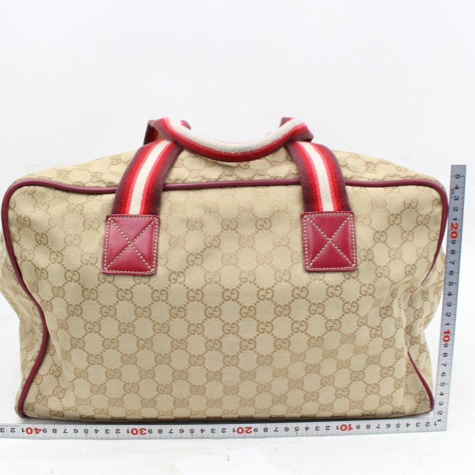 Women's Gucci Duffle \\web Gg Monogram Carry On 866519 Beige Canvas Weekend/Travel Bag