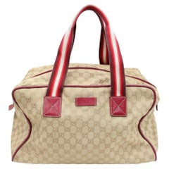 Gucci Duffle \\web Gg Monogram Carry On 866519 Beige Canvas Weekend/Travel Bag