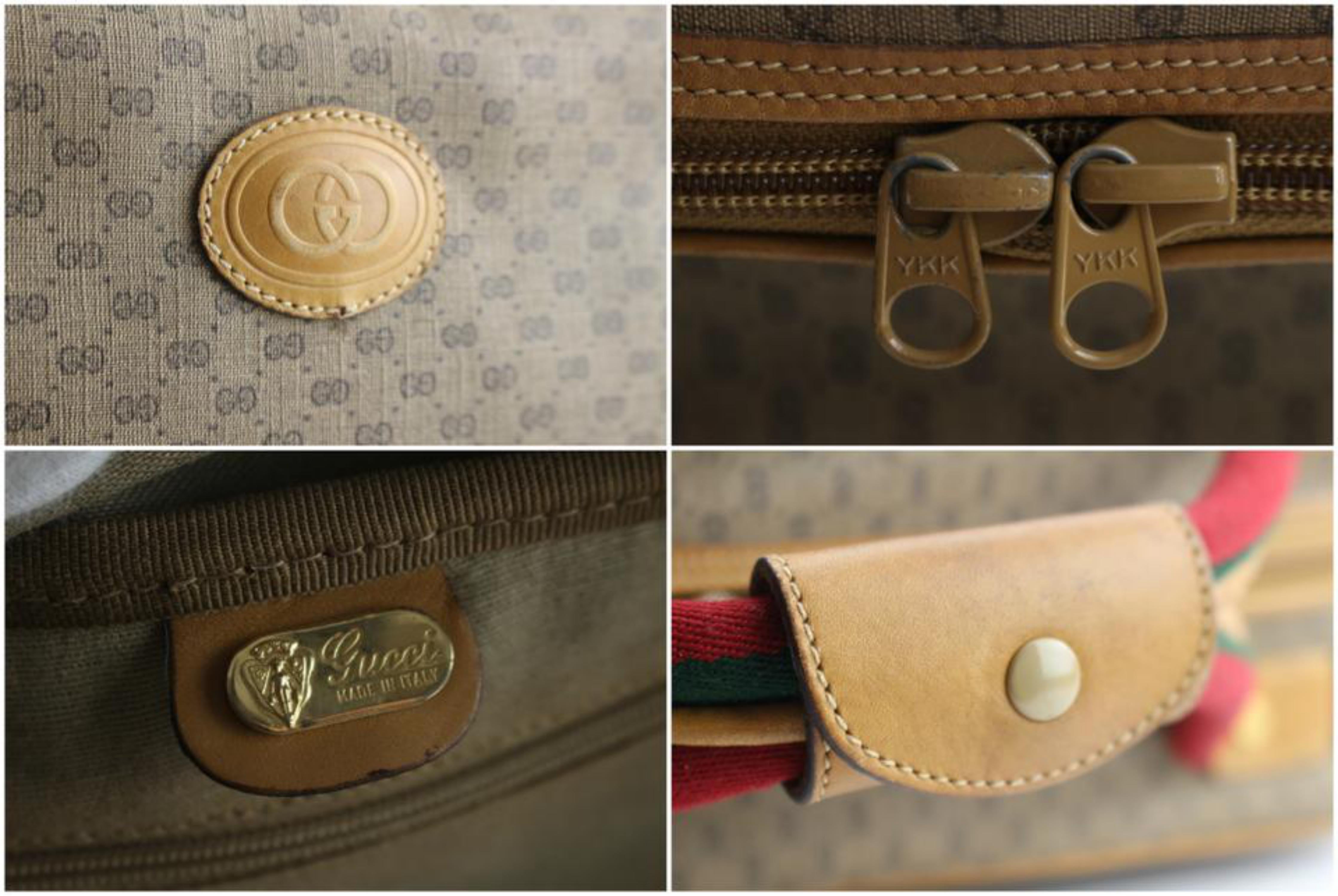 Gucci Duffle Web Monogram Suitcase 224269 Beige Leather Weekend/Travel Bag For Sale 3