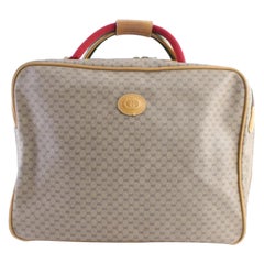 Gucci Duffle Web Monogram Suitcase 224269 Beige Leather Weekend/Travel Bag