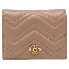 Gucci Dusky Pink Matelassé Leather GG Marmont Card Case