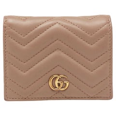 Gucci Dusky Pink Matelass Leder GG Marmont Kartenetui