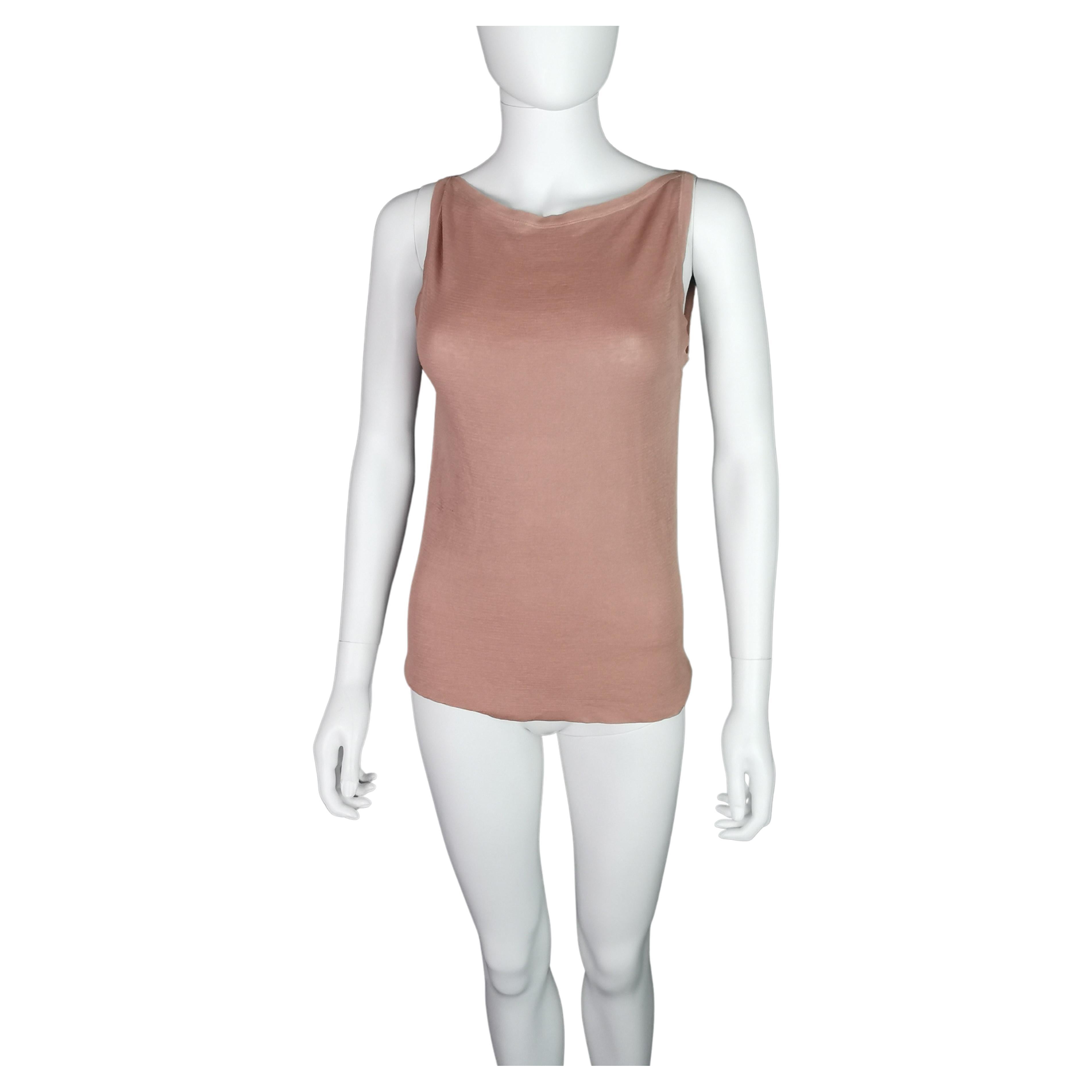 Dusky Rosa Tank-Top aus Seidenmischung von Gucci  im Angebot