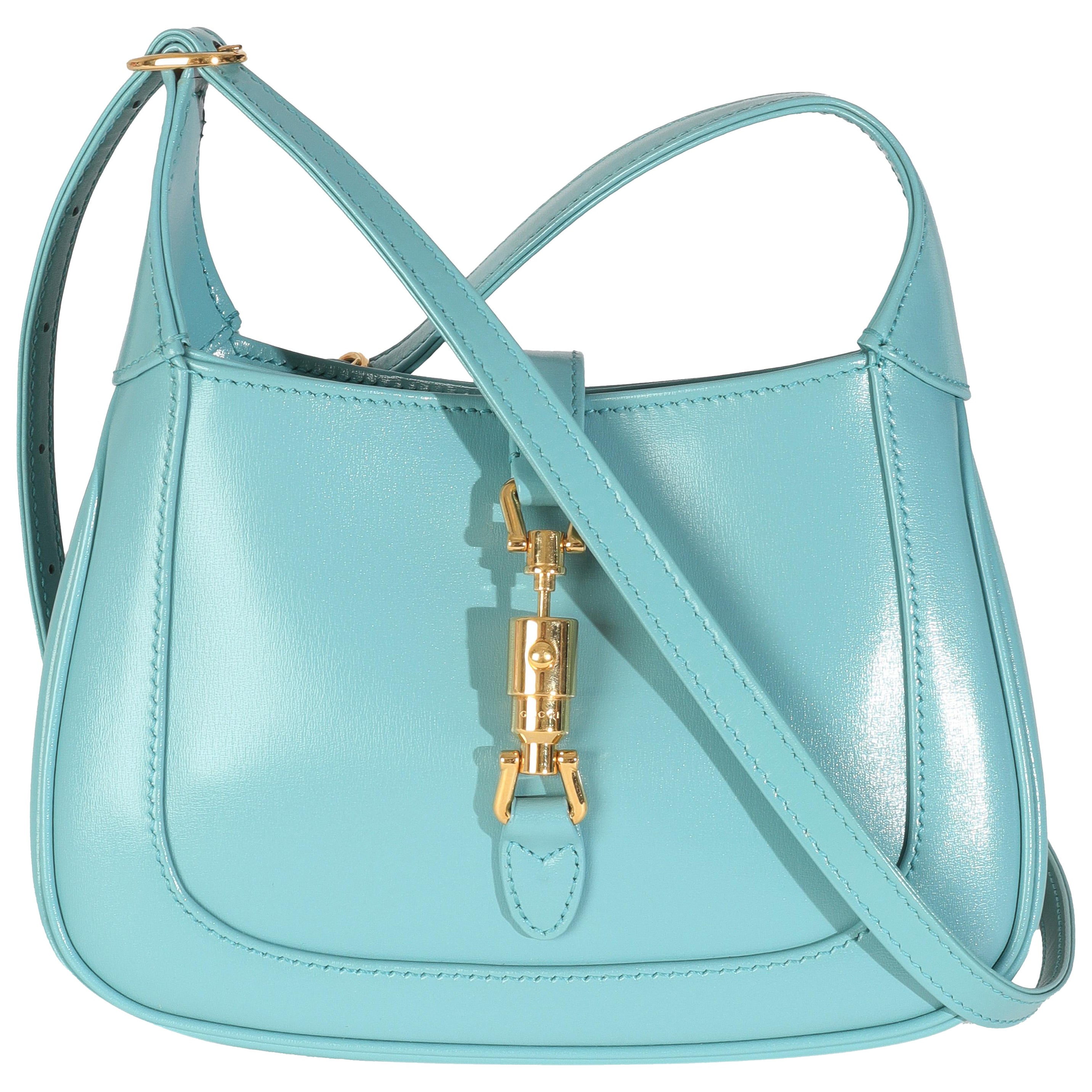 Gucci Dusty Azure Boarded Dyana Lux Mini Jackie 1961 Hobo en cuir de veau