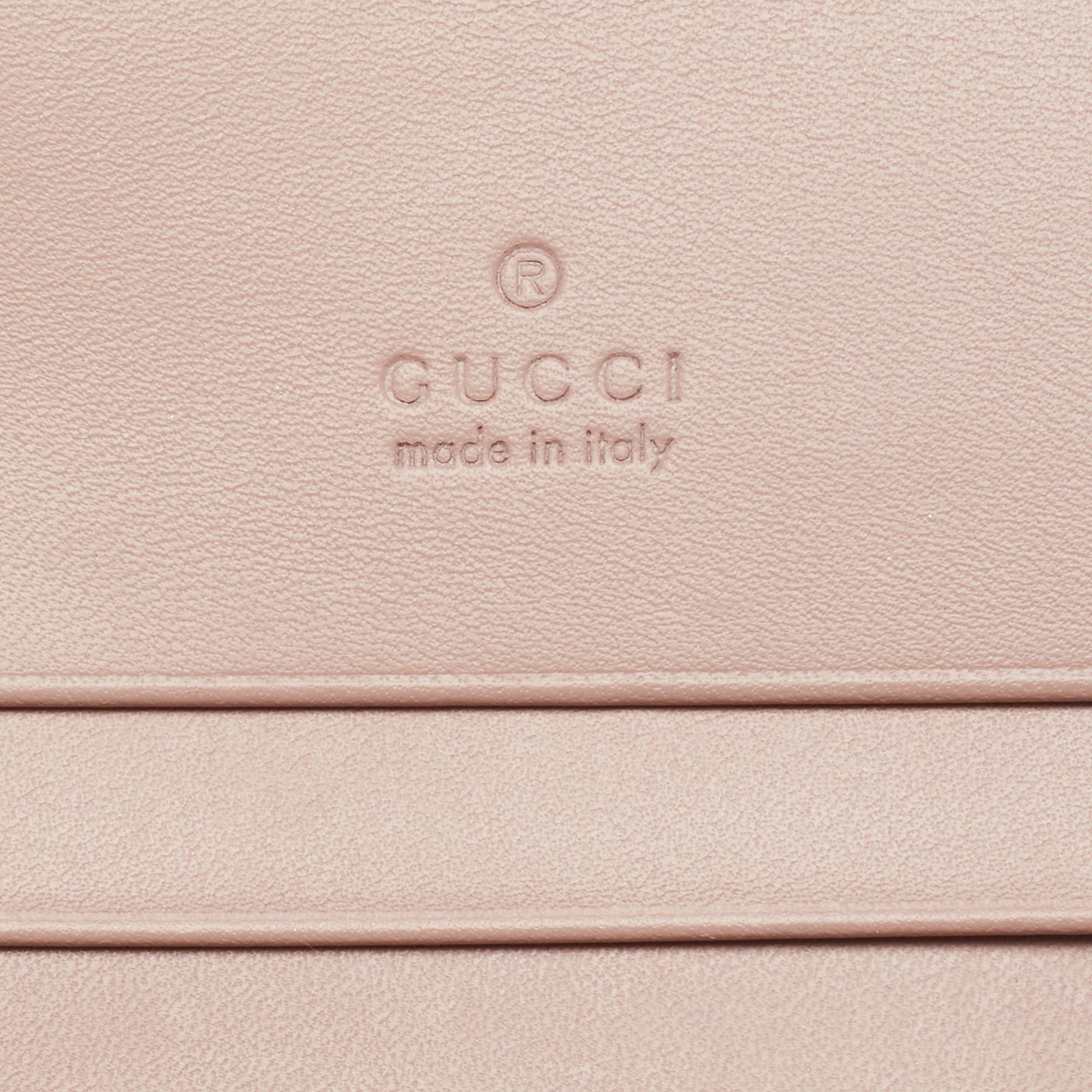 Gucci Dusty Pink Guccissima Leather Bow Card Case 2