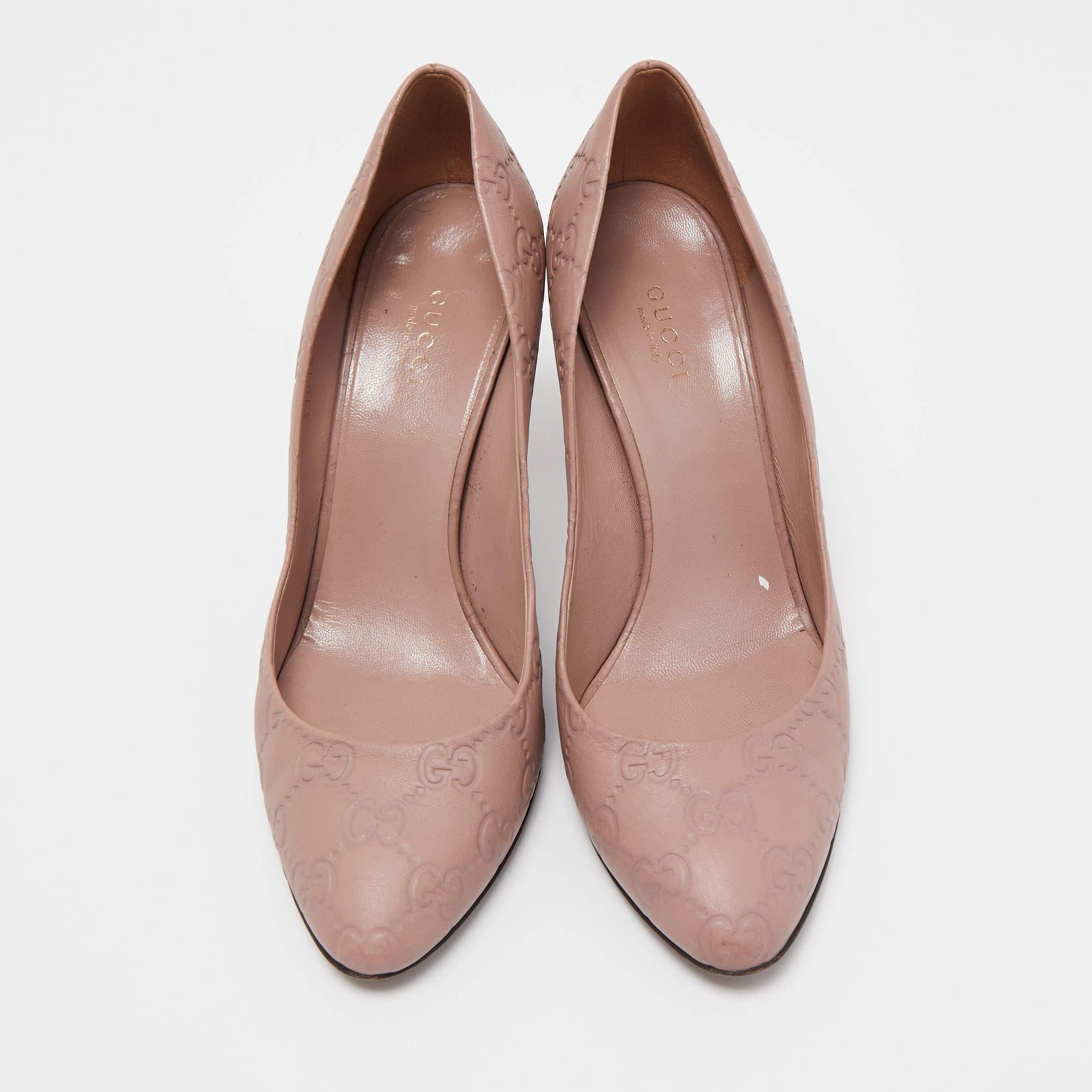 Brown Gucci Dusty Pink Guccissima Leather Horsebit Adina Pumps Size 37.5