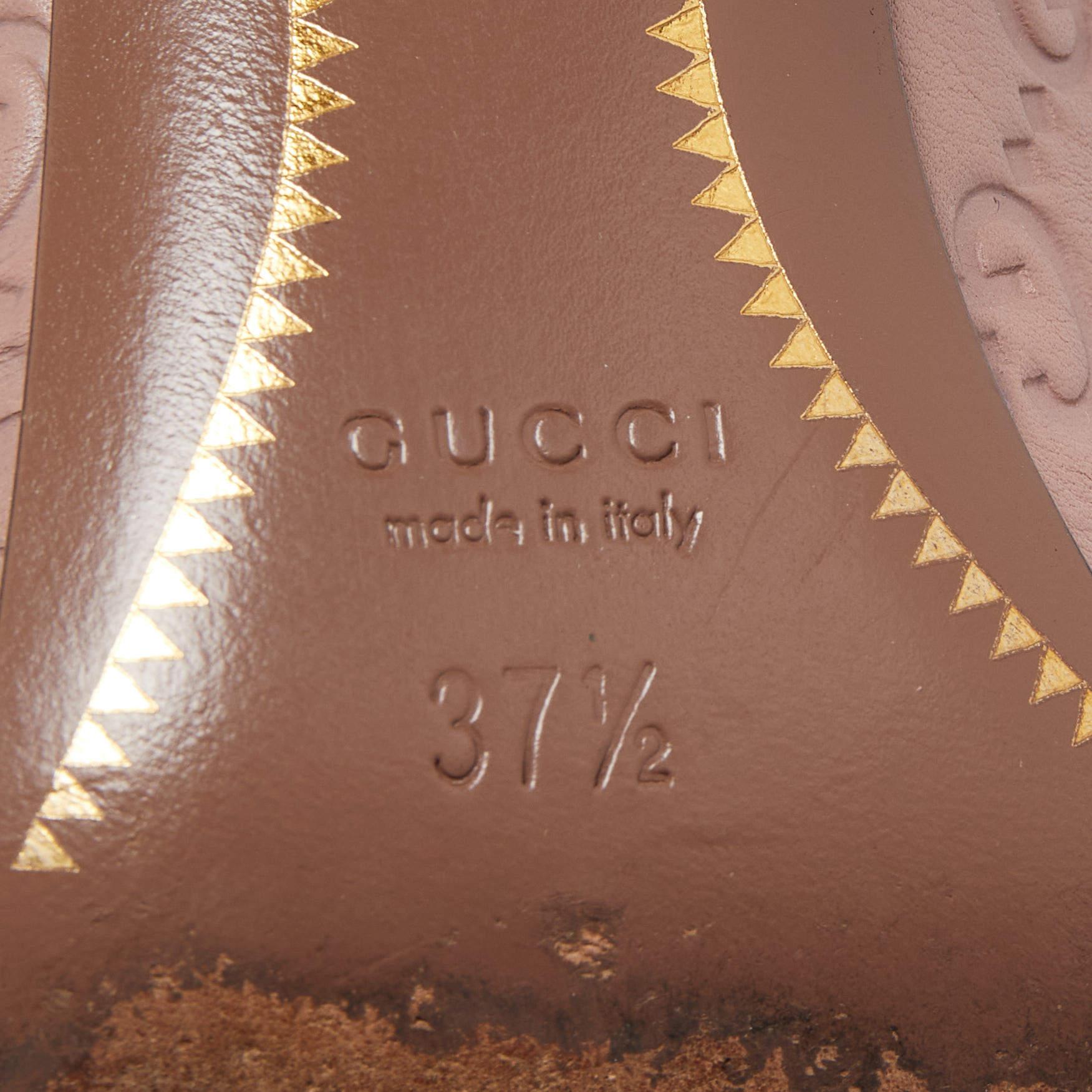 Gucci Dusty Pink Guccissima Leather Horsebit Adina Pumps Size 37.5 2