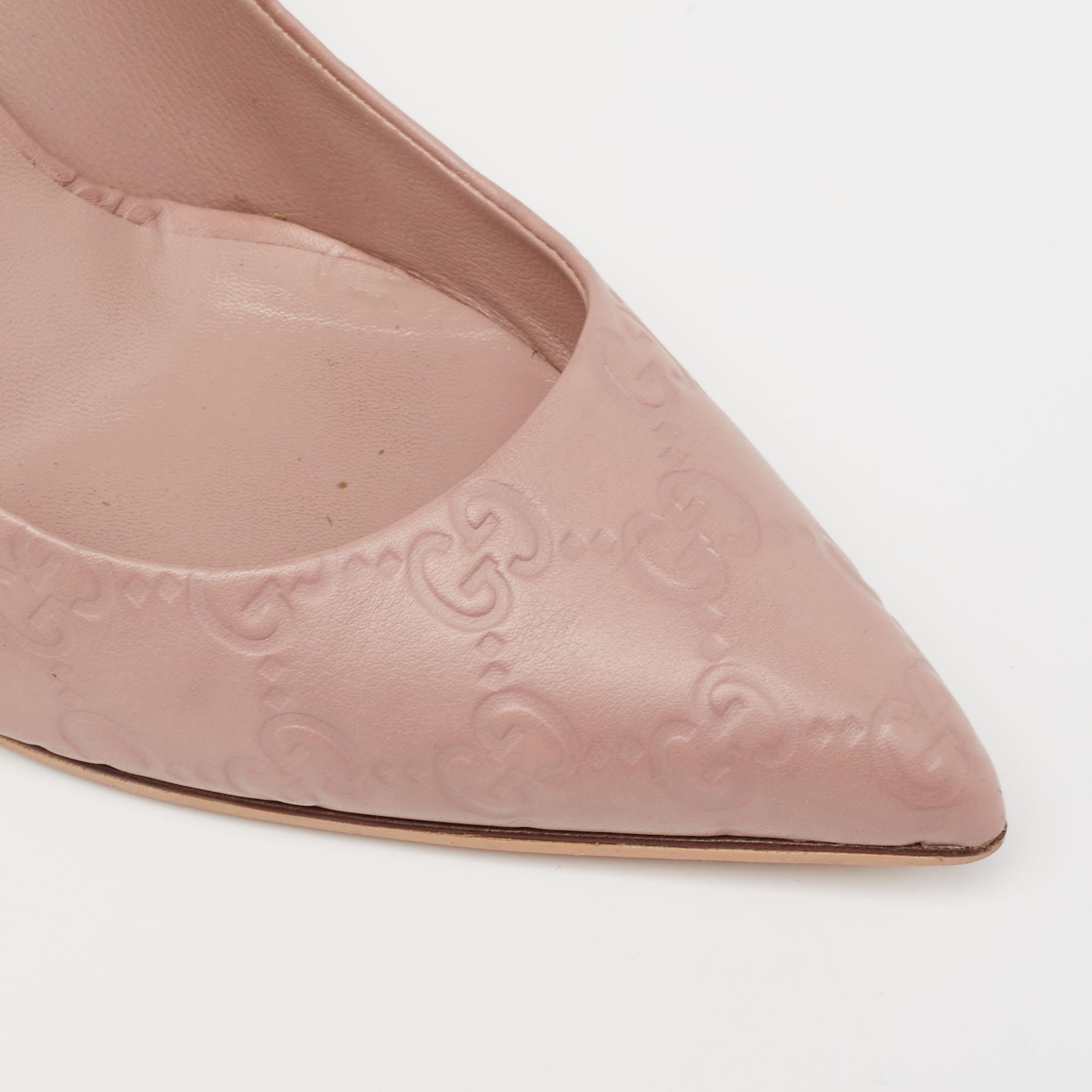 Women's Gucci Dusty Pink Guccissima Leather Horsebit Kristen Bamboo Heel Pumps Size 39