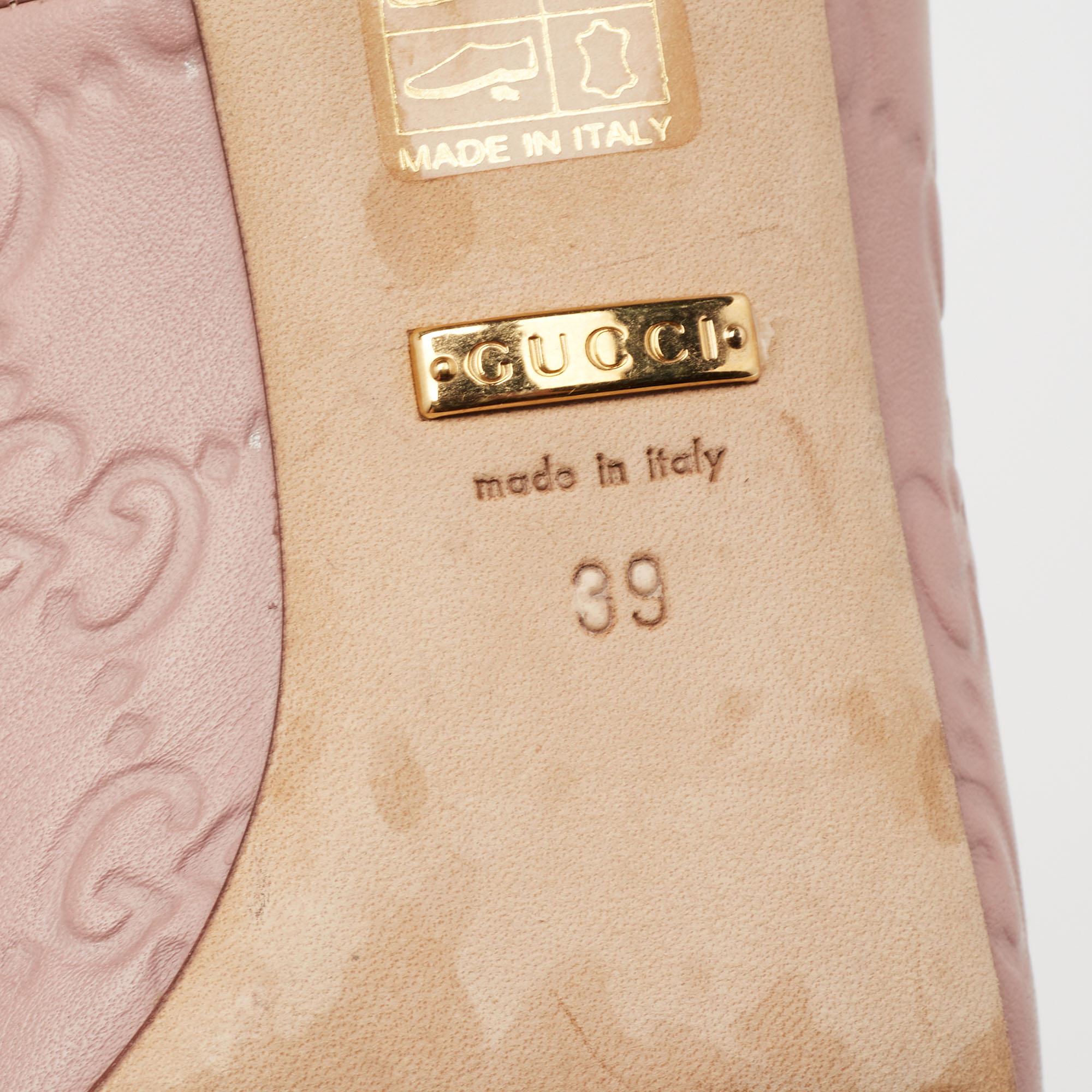 Gucci Dusty Pink Guccissima Leather Horsebit Kristen Bamboo Heel Pumps Size 39 1