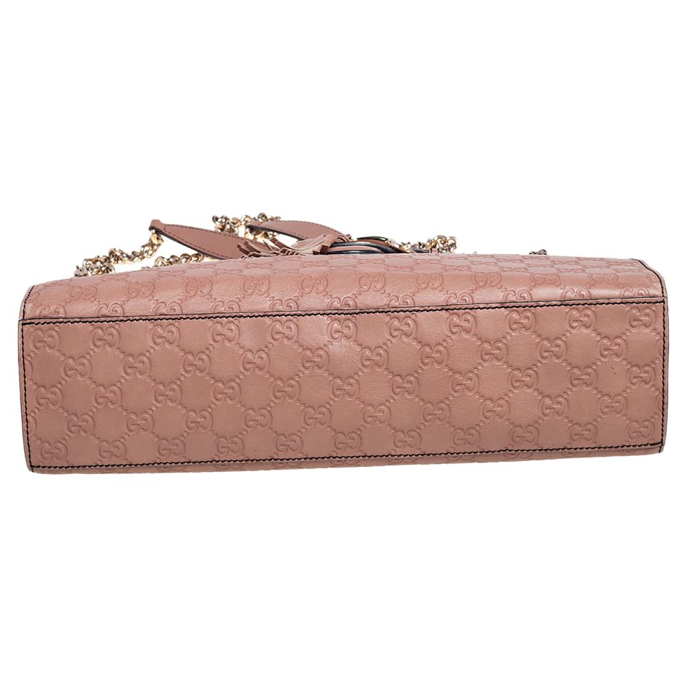 Women's Gucci Dusty Pink Guccissima Leather Large Emily Chain Shoulder Bag