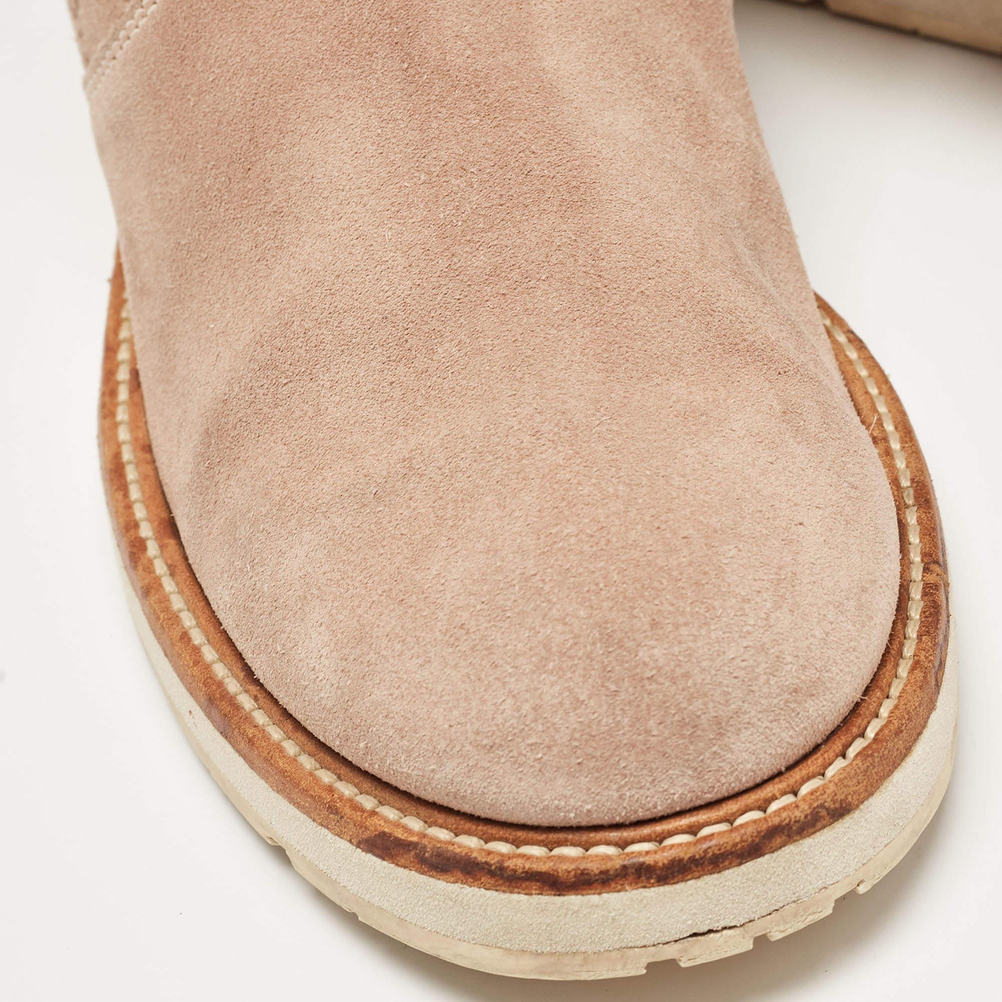Gucci Dusty Pink Guccissima Wildleder Quercy flache Stiefel Größe 38 2