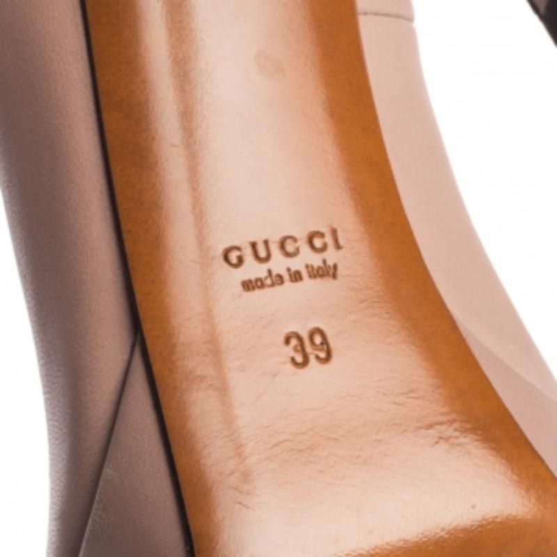 Gucci Dusty Pink Leather Betty Peep Toe Pumps Size 39 For Sale 1