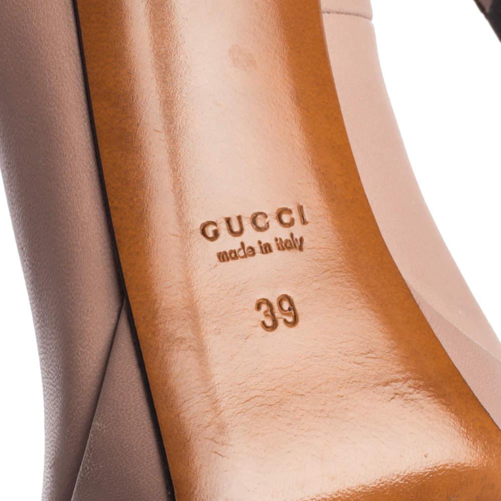 Gucci Dusty Pink Leather Betty Peep Toe Pumps Size 39 3