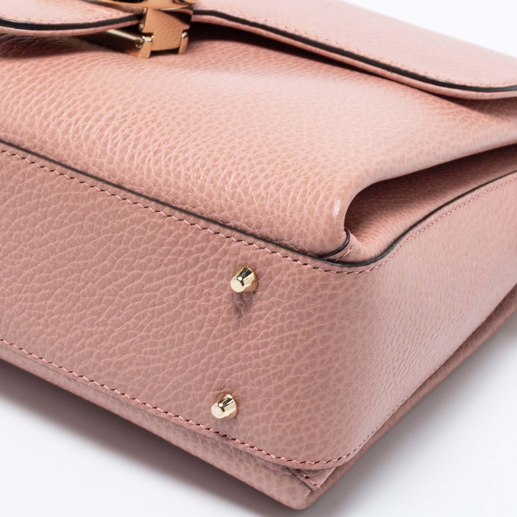 Gucci Dusty Pink Leather Dollar Interlocking G Top Handle Bag 4