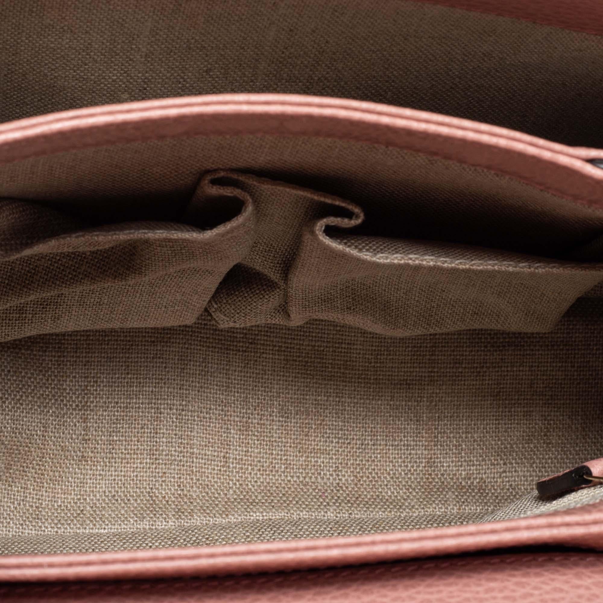 Women's Gucci Dusty Pink Leather Dollar Interlocking G Top Handle Bag
