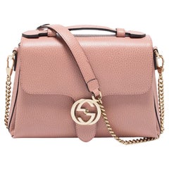 Gucci Dusty Pink Leather Dollar Interlocking G Top Handle Bag