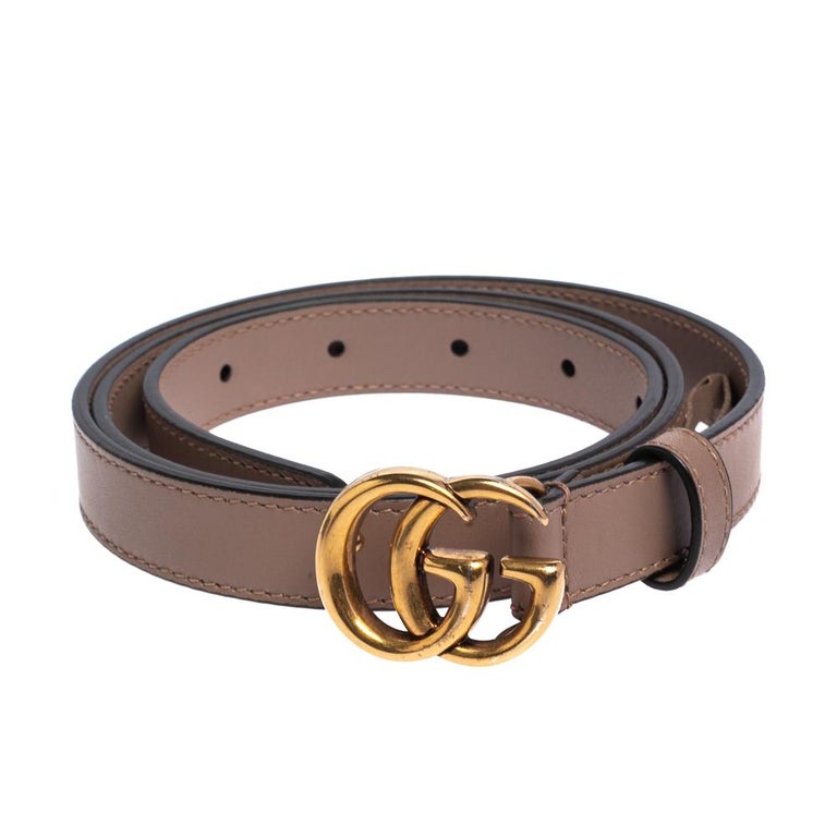 Gucci Thin Belt With Double G Buckle in Pink
