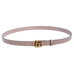 Gucci Dusty Pink Leather Double G Buckle Slim Belt 90 CM