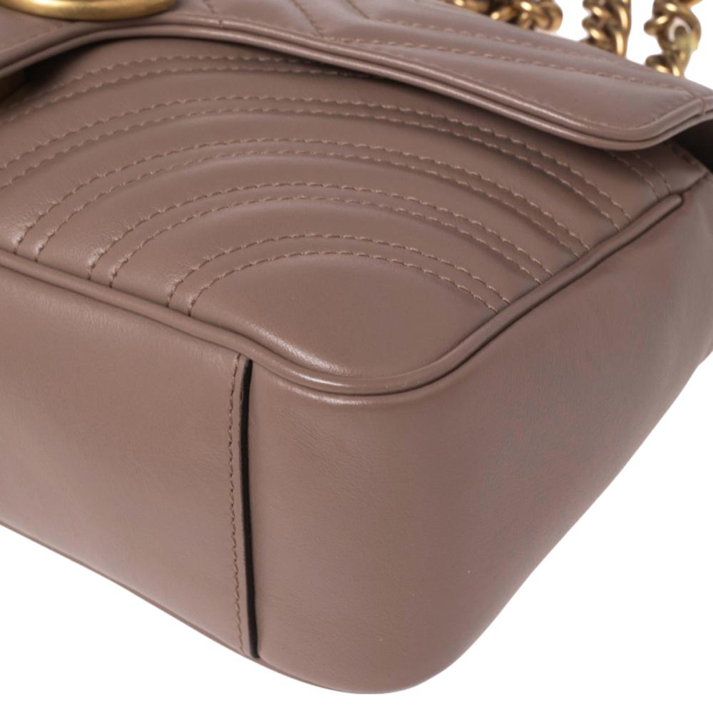 Gucci Dusty Pink Leather GG Marmont Shoulder Bag In Good Condition In Dubai, Al Qouz 2