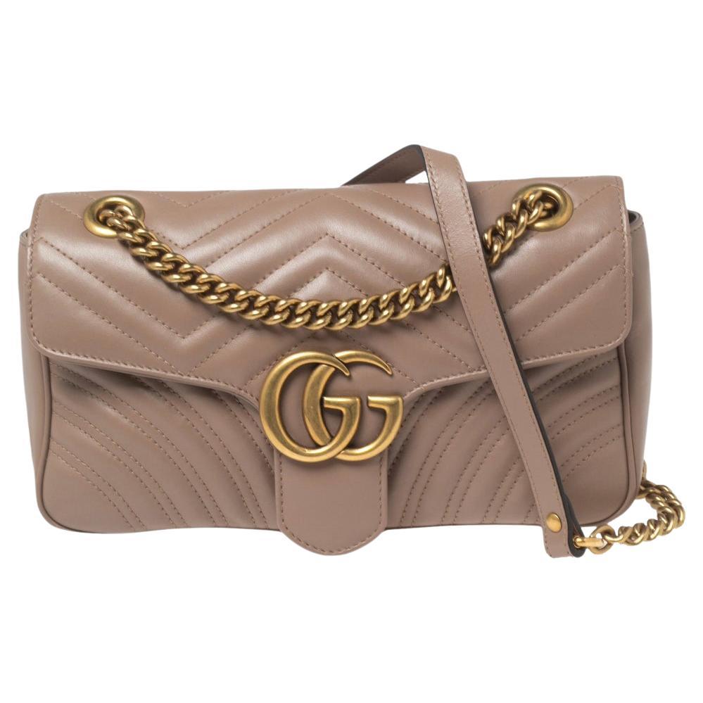 Gucci Dusty Pink Leather GG Marmont Shoulder Bag